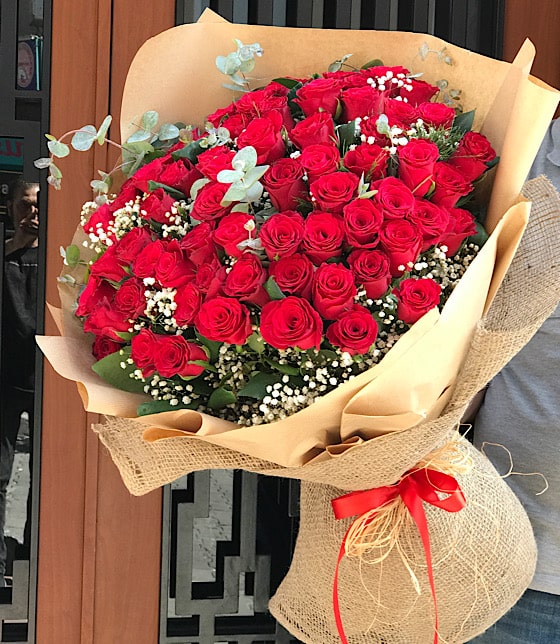 50 Kırmızı Gül Buketi